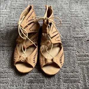 Brown boho lace up sandals